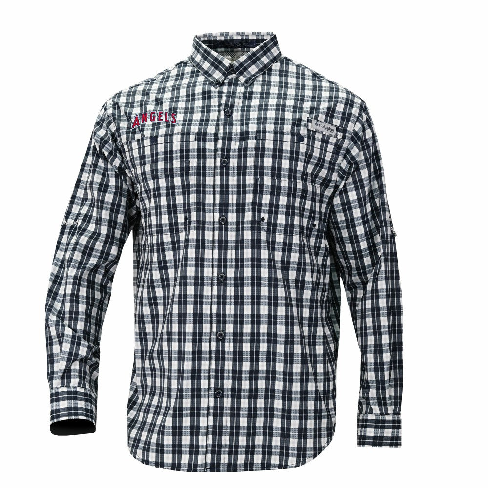 MLB Los Angeles Angels Columbia Super Tamiami Omni-Shade Long Sleeve Button-Down Shirt
