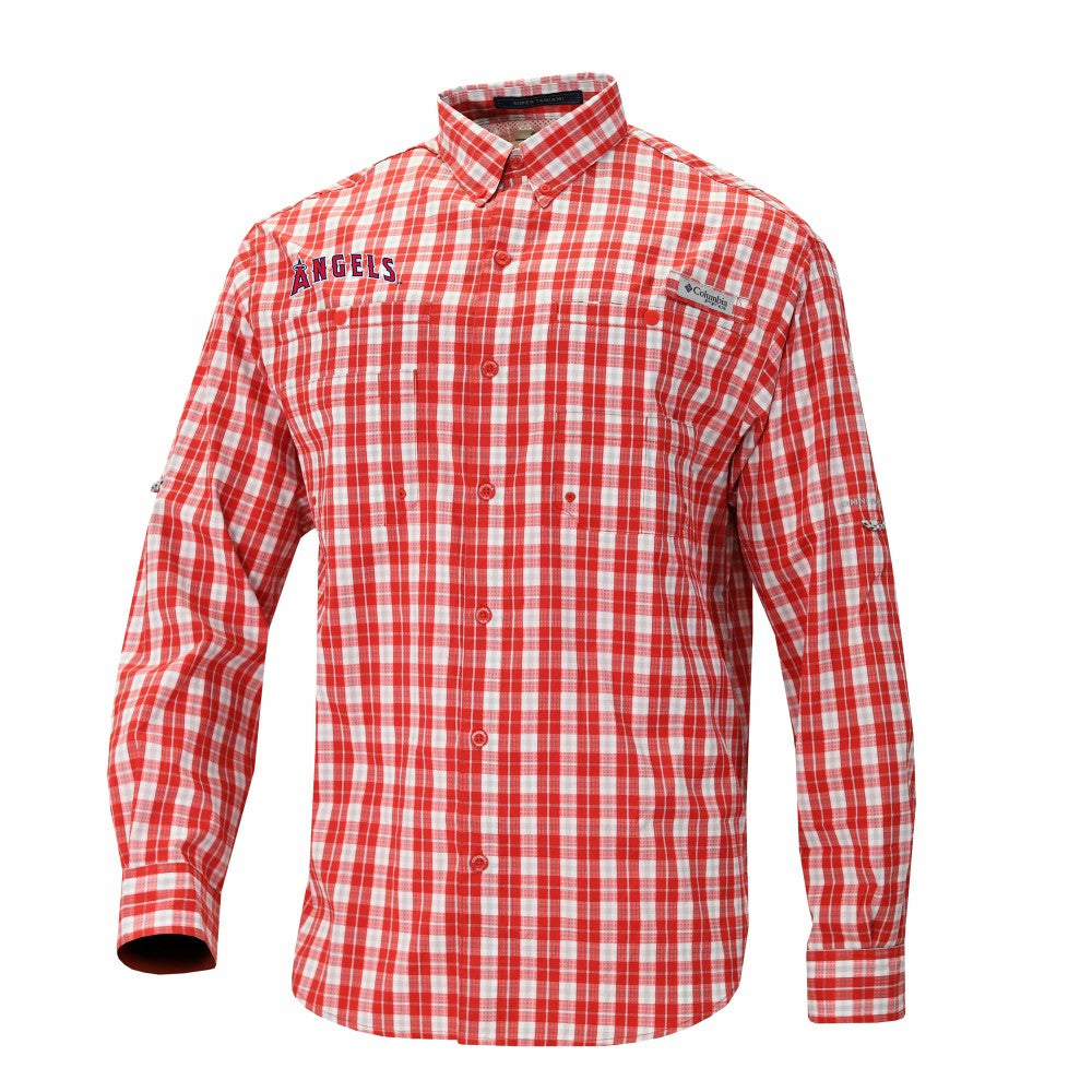 MLB Los Angeles Angels Columbia Super Tamiami Omni-Shade Long Sleeve Button-Down Shirt