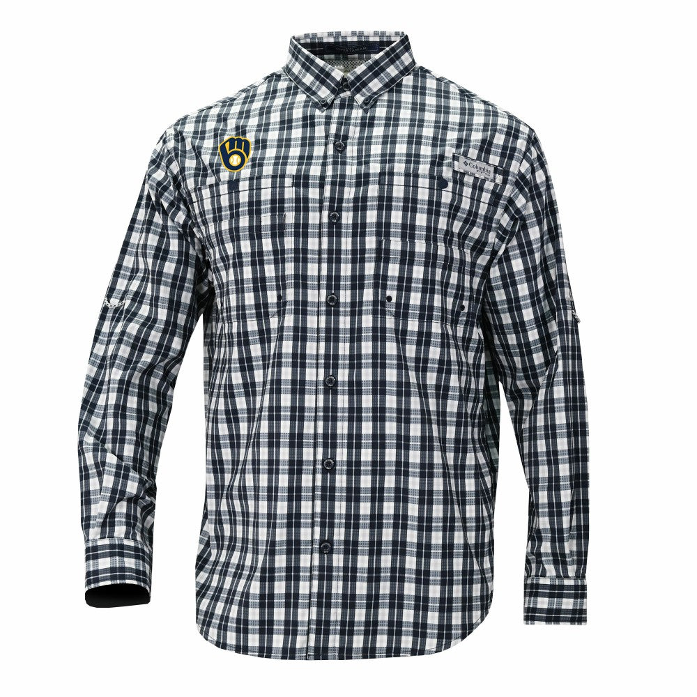 MLB Milwaukee Brewers Columbia Super Tamiami Omni-Shade Long Sleeve Button-Down Shirt