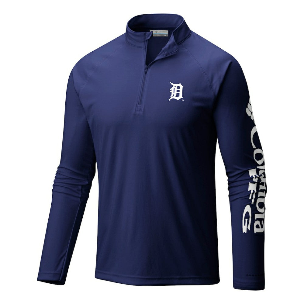 MLB Detroit Tigers Columbia Terminal Tackle Omni-Wick Raglan Quarter-Zip Pullover