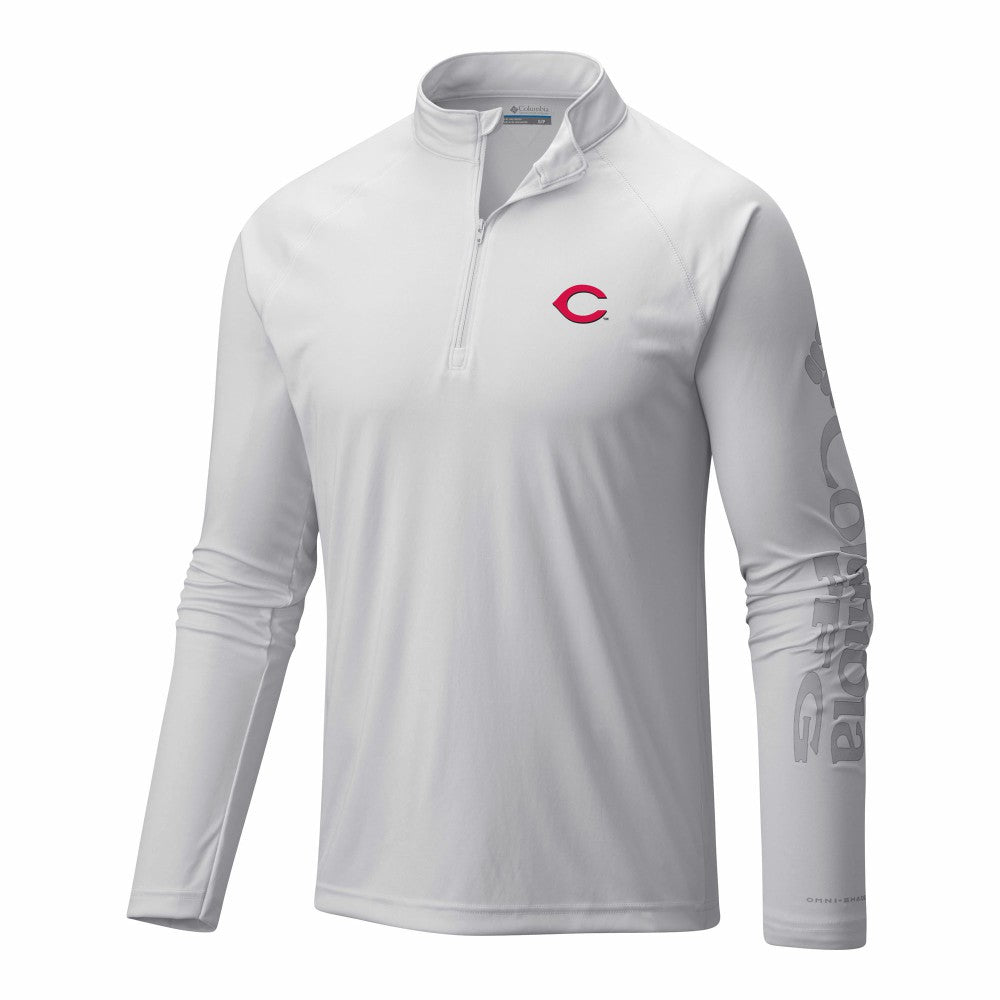 MLB Cincinnati Reds Columbia Terminal Tackle Omni-Wick Raglan Quarter-Zip Pullover