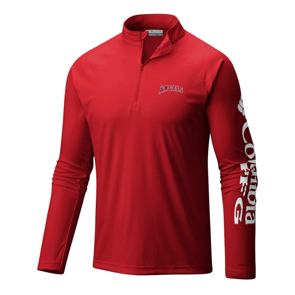 MLB Los Angeles Angels Columbia Terminal Tackle Omni-Wick Raglan Quarter-Zip Pullover