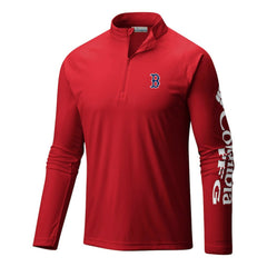 MLB Boston Red Sox Columbia Terminal Tackle Omni-Wick Raglan Quarter-Zip Pullover