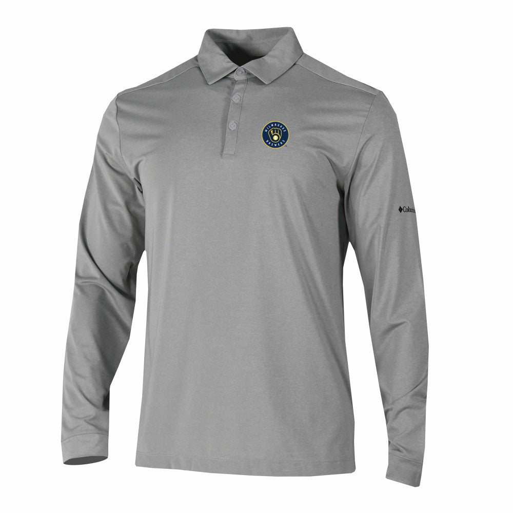 MLB Milwaukee Brewers Columbia Omni-Wick Pin High Long Sleeve Polo