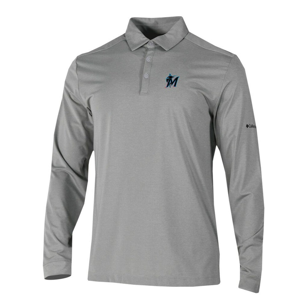 MLB Miami Marlins Columbia Omni-Wick Pin High Long Sleeve Polo