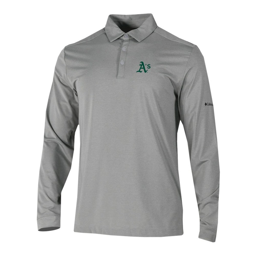 MLB Athletics Columbia Omni-Wick Pin High Long Sleeve Polo