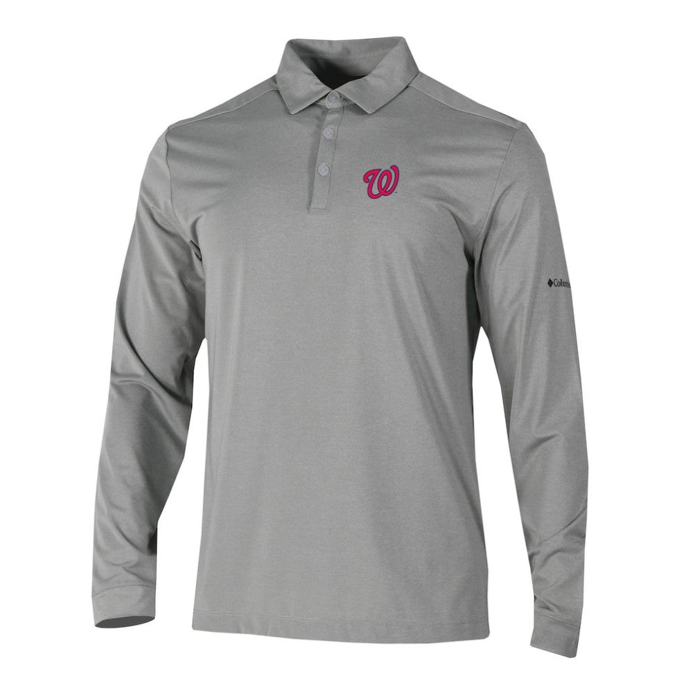 MLB Washington Nationals Columbia Omni-Wick Pin High Long Sleeve Polo