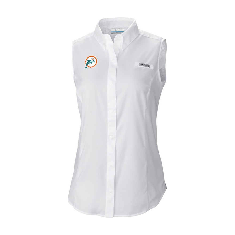 Women's Historic Tamiami Omni-Shade Sleeveless Button-Up Shirt - Miami Dolphins