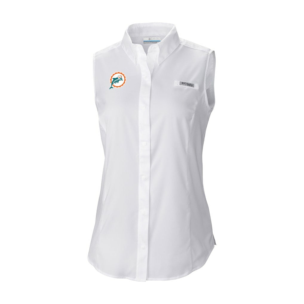 Women's Historic Tamiami Omni-Shade Sleeveless Button-Up Shirt - Miami Dolphins