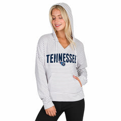 Concepts Sport Women's Liftoff Striped V-Neck Hoodie - Tennessee Titans