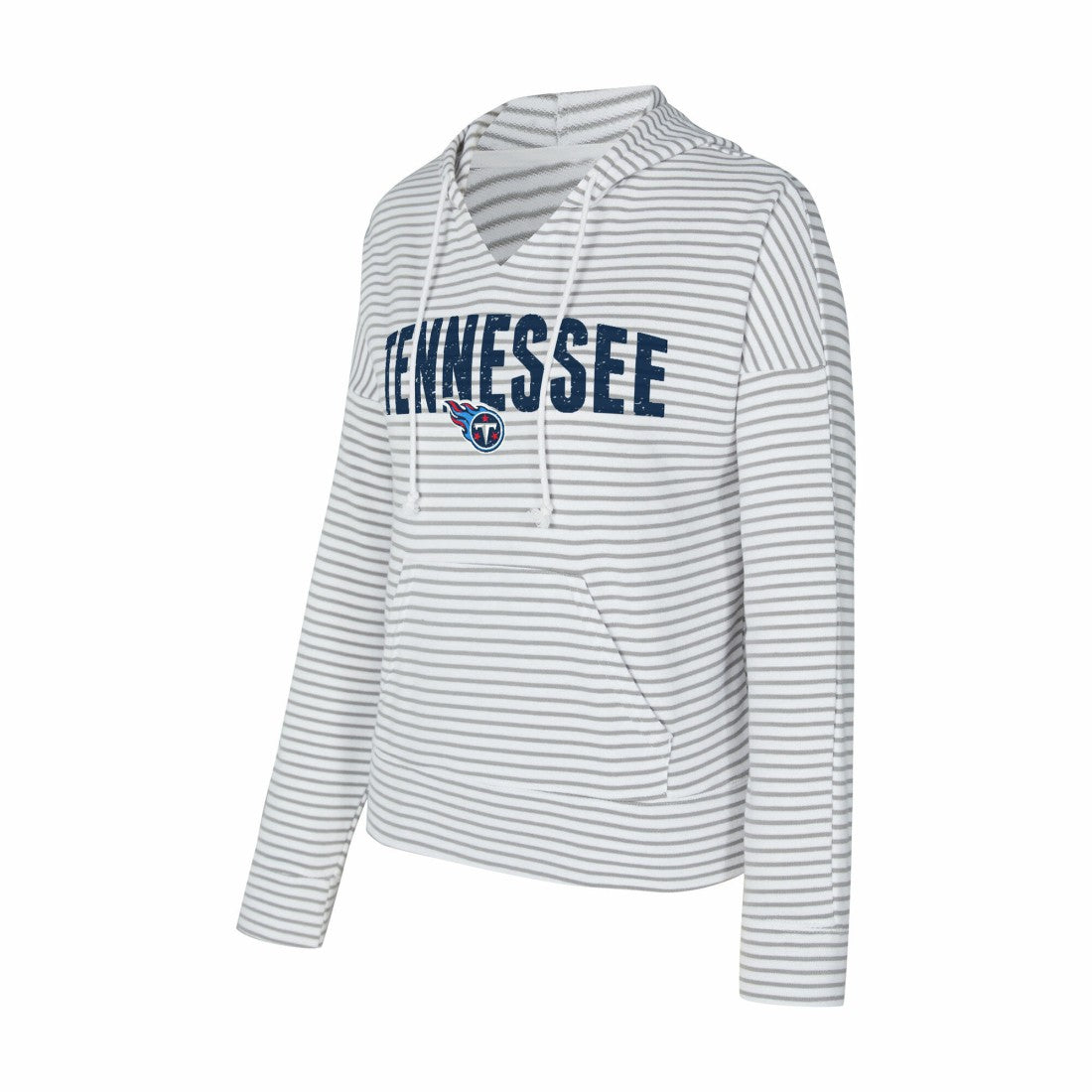 Concepts Sport Women's Liftoff Striped V-Neck Hoodie - Tennessee Titans