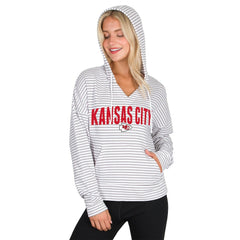 Concepts Sport Women's Liftoff Striped V-Neck Hoodie - Kansas City Chiefs