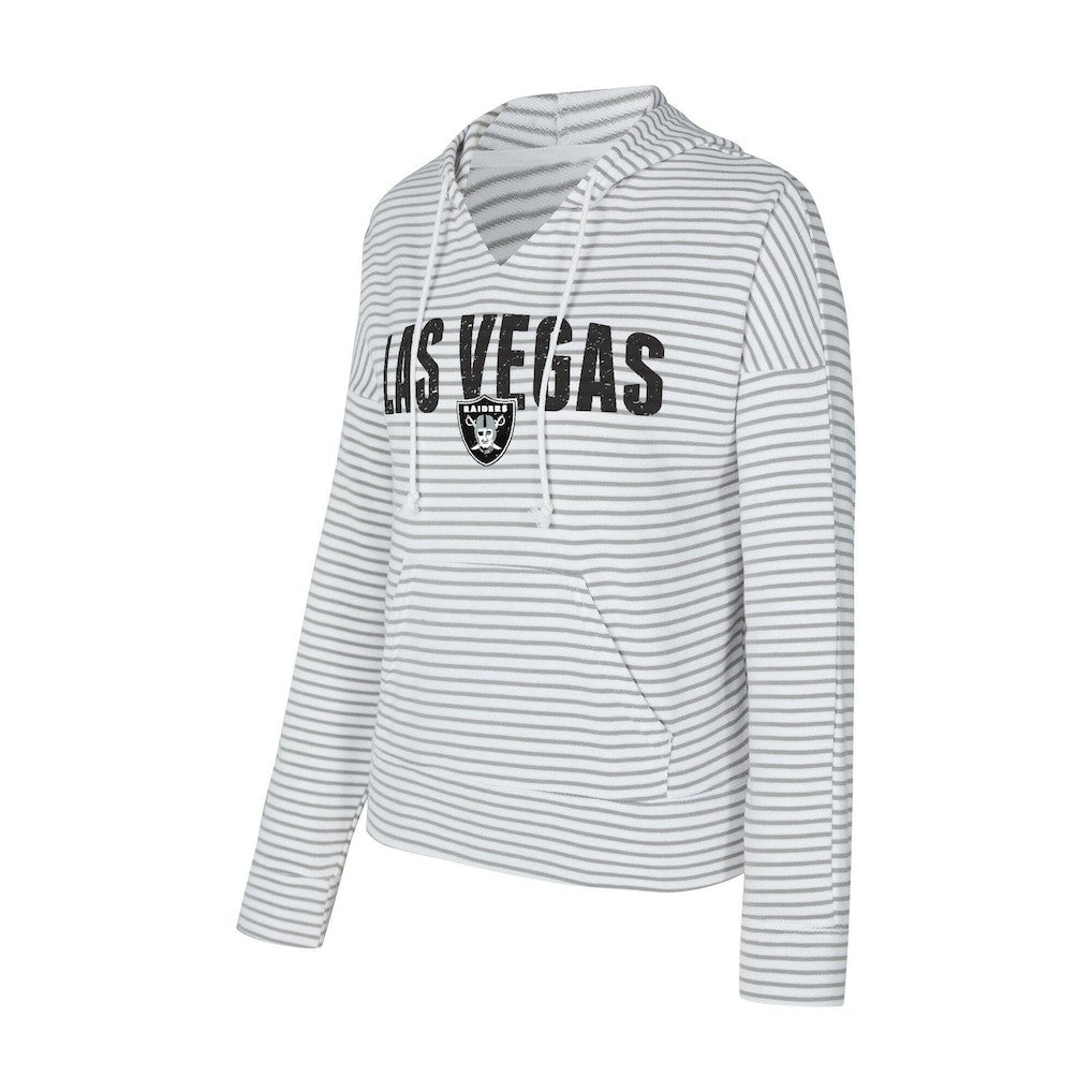 Concepts Sport Women's Liftoff Striped V-Neck Hoodie - Las Vegas Raiders