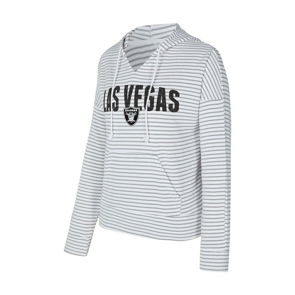 Concepts Sport Women's Liftoff Striped V-Neck Hoodie - Las Vegas Raiders
