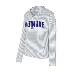 Concepts Sport Women's Liftoff Striped V-Neck Hoodie - Baltimore Ravens
