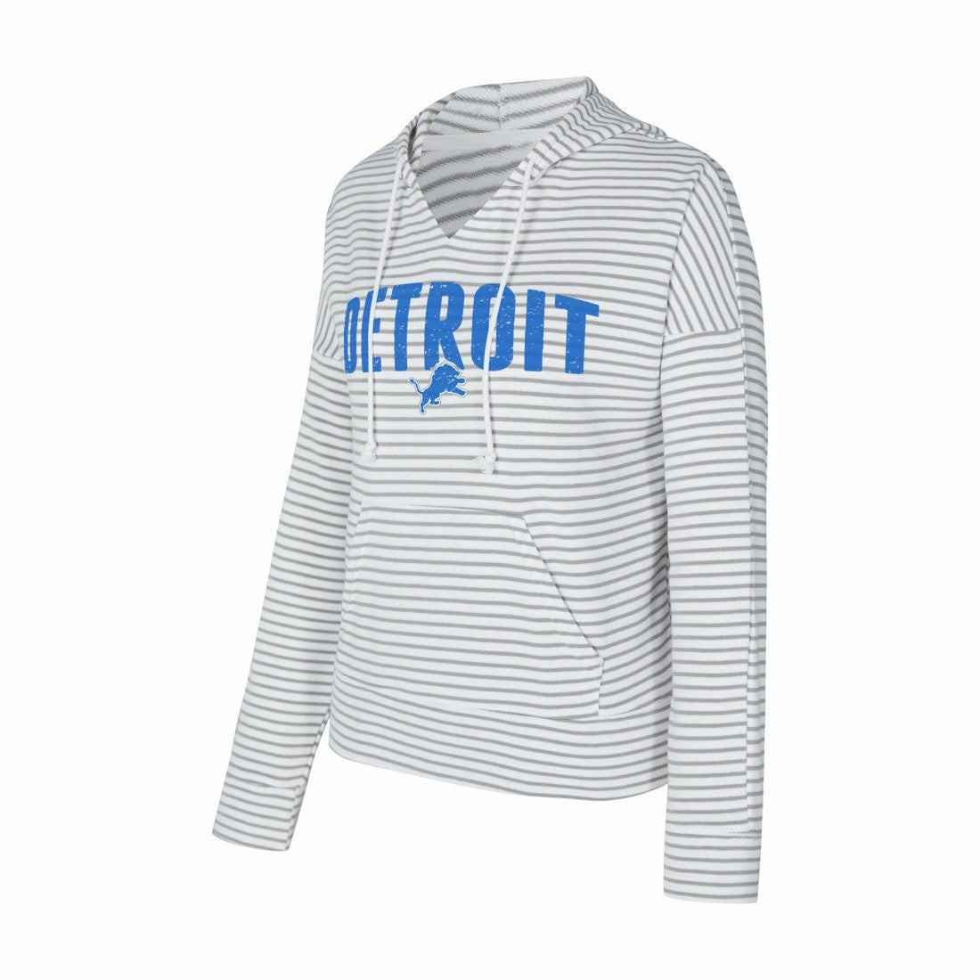 Concepts Sport Women's Liftoff Striped V-Neck Hoodie - Detroit Lions