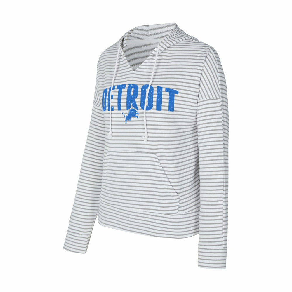 Concepts Sport Women's Liftoff Striped V-Neck Hoodie - Detroit Lions