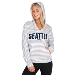 Concepts Sport Women's Liftoff Striped V-Neck Hoodie - Seattle Seahawks