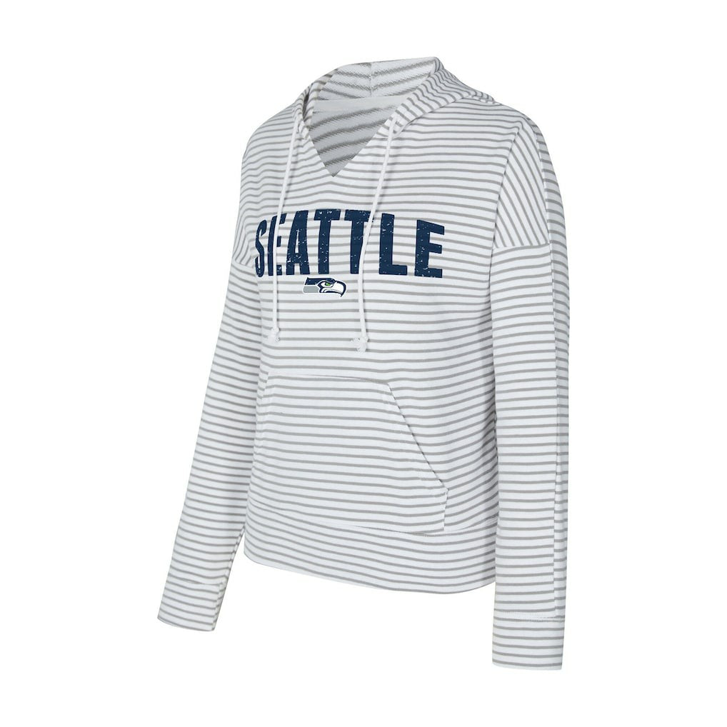 Concepts Sport Women's Liftoff Striped V-Neck Hoodie - Seattle Seahawks