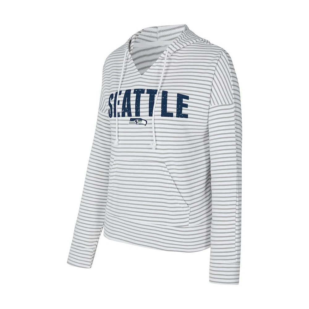 Concepts Sport Women's Liftoff Striped V-Neck Hoodie - Seattle Seahawks