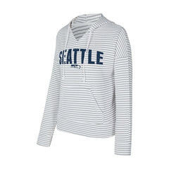 Concepts Sport Women's Liftoff Striped V-Neck Hoodie - Seattle Seahawks