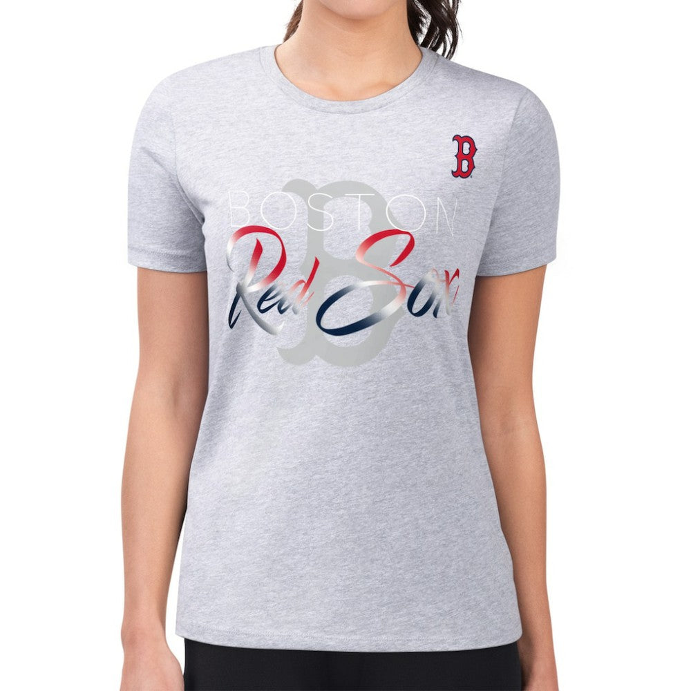 MLB Boston Red Sox G-III 4Her by Carl Banks Women's Super-Slim Fit Lightweight Shadow Logo Graphic T-Shirt