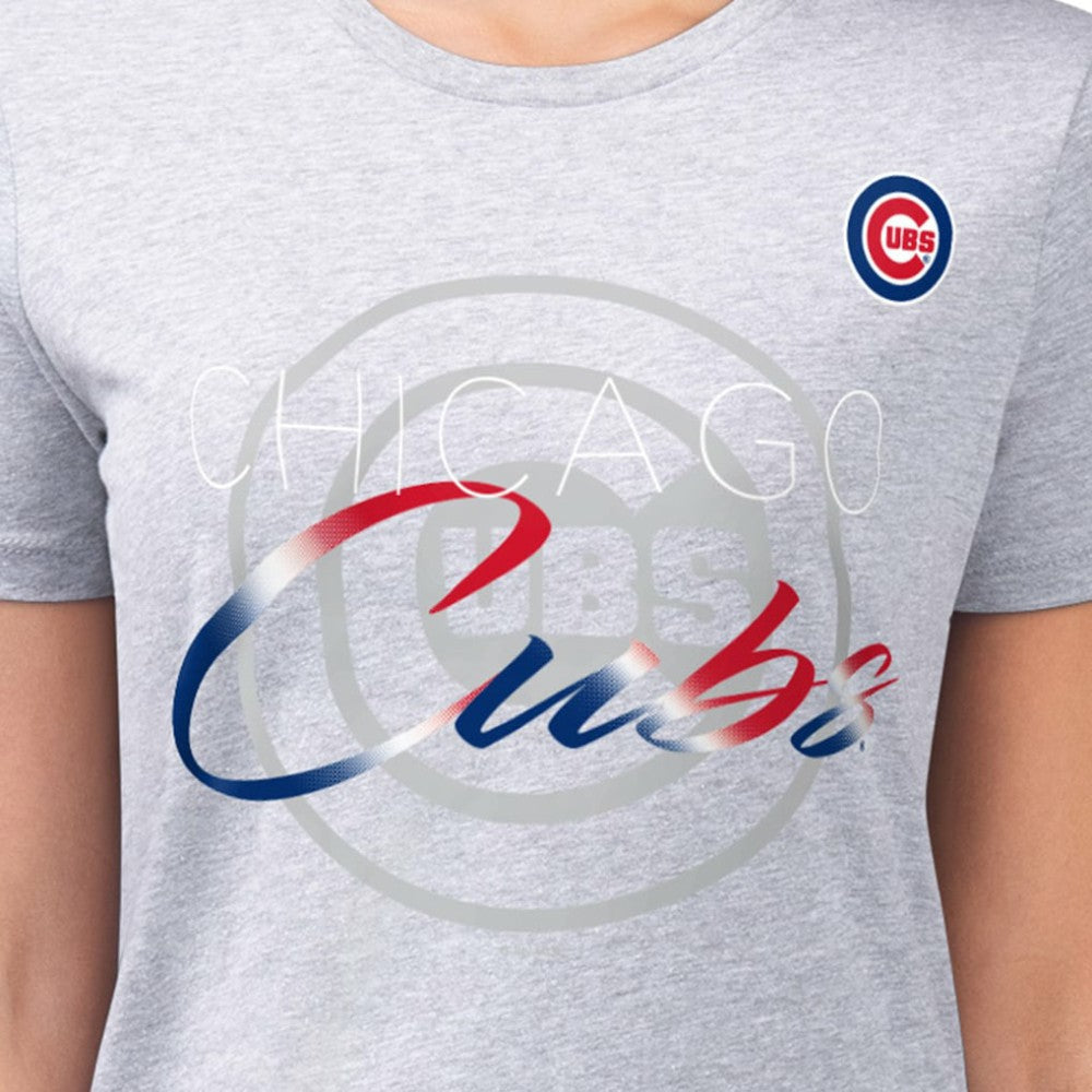 MLB Chicago Cubs G-III 4Her by Carl Banks Women's Super-Slim Fit Lightweight Shadow Logo Graphic T-Shirt