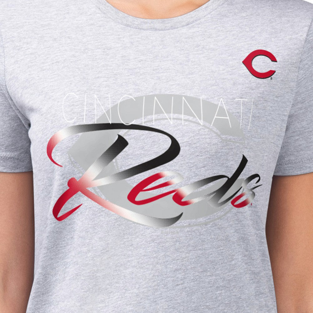 MLB Cincinnati Reds G-III 4Her by Carl Banks Women's Super-Slim Fit Lightweight Shadow Logo Graphic T-Shirt