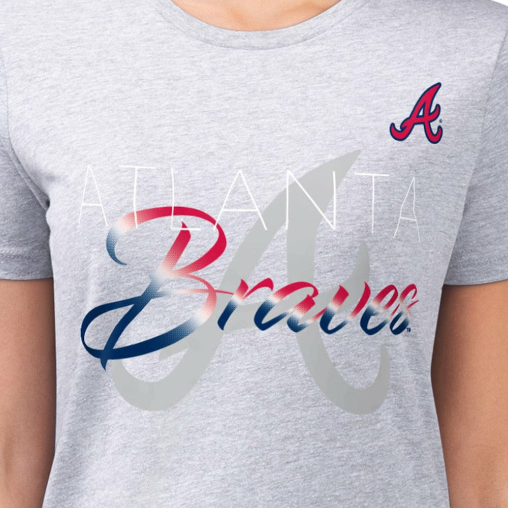 MLB Atlanta Braves G-III 4Her by Carl Banks Women's Super-Slim Fit Lightweight Shadow Logo Graphic T-Shirt