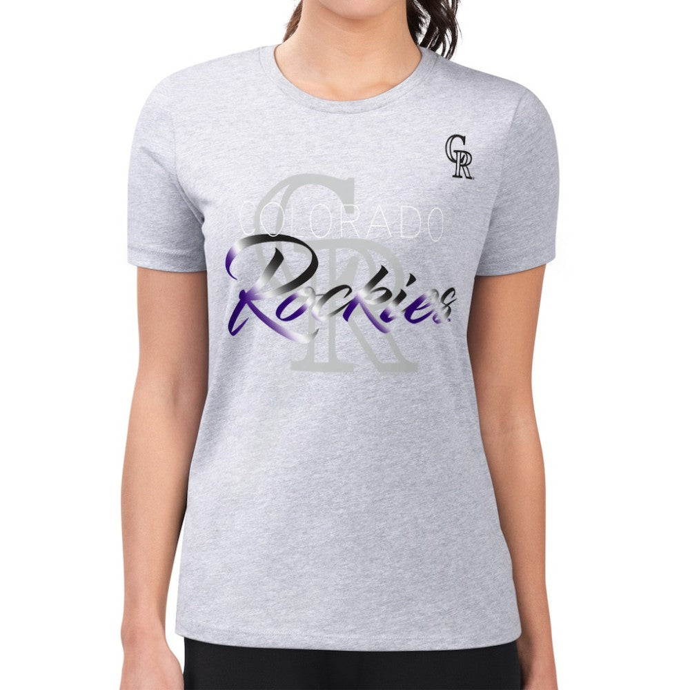 MLB Colorado Rockies G-III 4Her by Carl Banks Women's Super-Slim Fit Lightweight Shadow Logo Graphic T-Shirt
