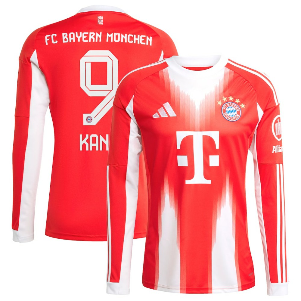 Harry Kane Bayern Munich 2025/26 Home Replica Long Sleeve Jersey - Adidas Red