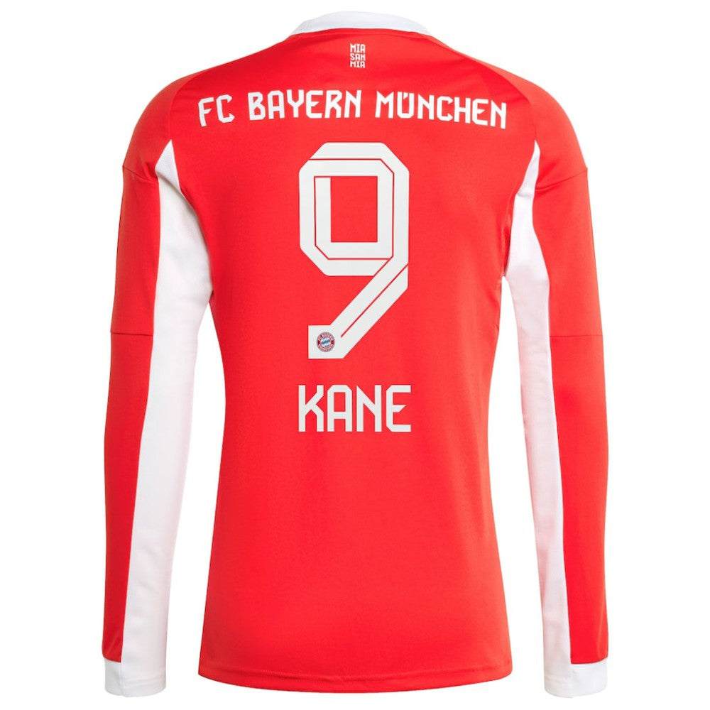 Harry Kane Bayern Munich 2025/26 Home Replica Long Sleeve Jersey - Adidas Red