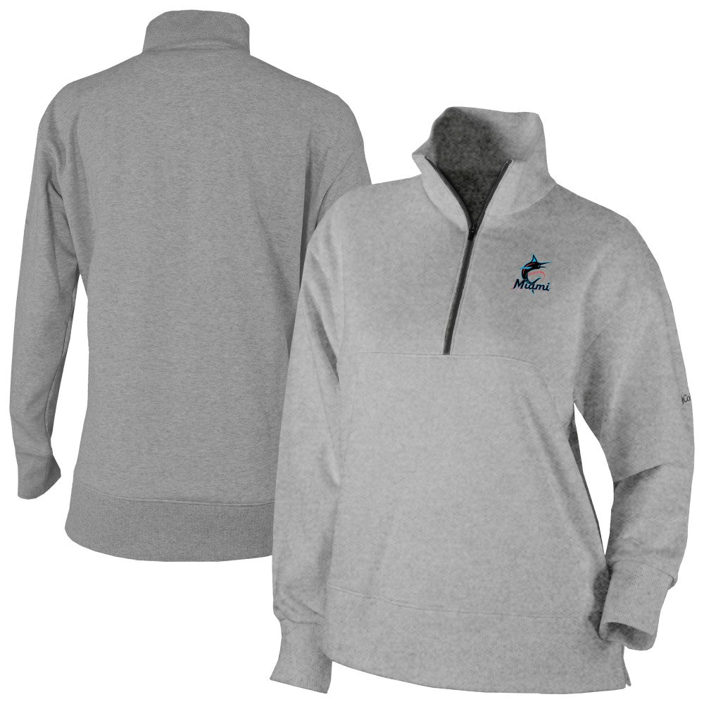 MLB Miami Marlins Columbia Women's Birchwood Hills Quarter-Zip Pullover
