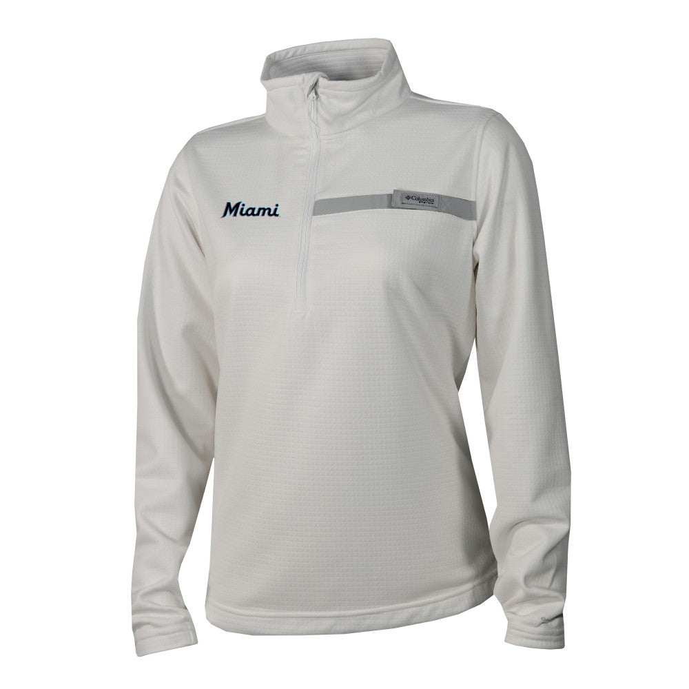 MLB Miami Marlins Columbia Women's Skiff Guide Fleece Half-Zip Pullover Jacket
