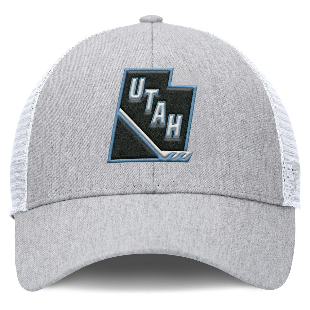 NHL Gray/White Utah Mammoth Fanatics Utah Badge Trucker Adjustable Hat