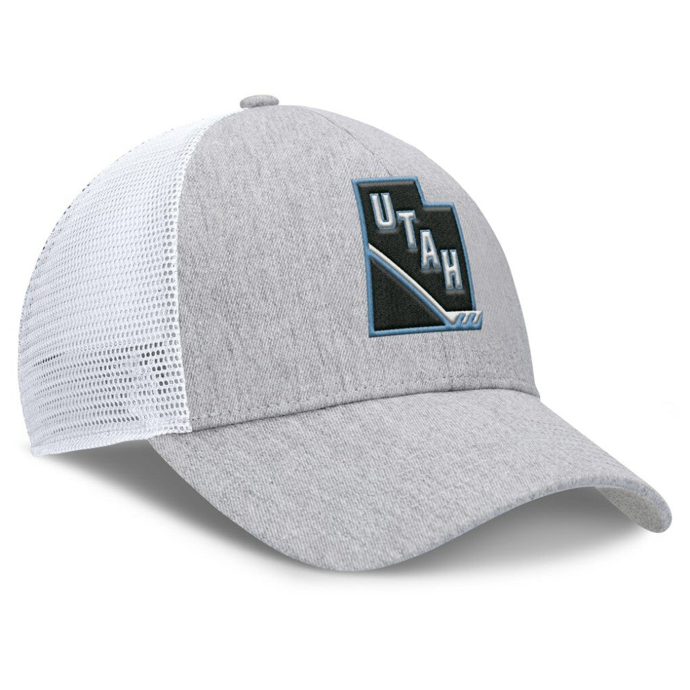 NHL Gray/White Utah Mammoth Fanatics Utah Badge Trucker Adjustable Hat