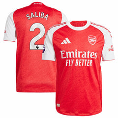 William Saliba Arsenal 2025/26 Home Player Jersey - Adidas Red