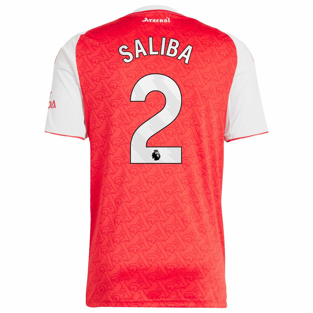William Saliba Arsenal 2025/26 Home Replica Player Jersey - Adidas Red