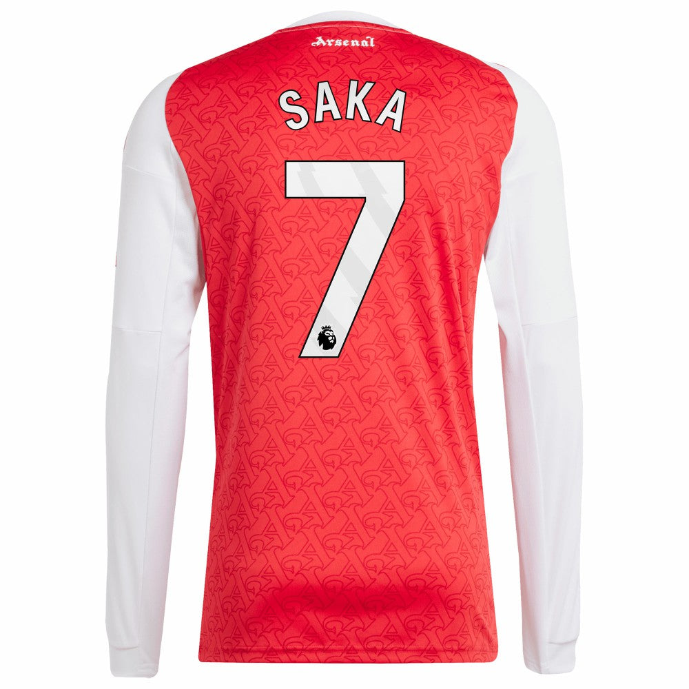Bukayo Saka Arsenal 2025/26 Home Replica Long Sleeve Player Jersey - Adidas Red