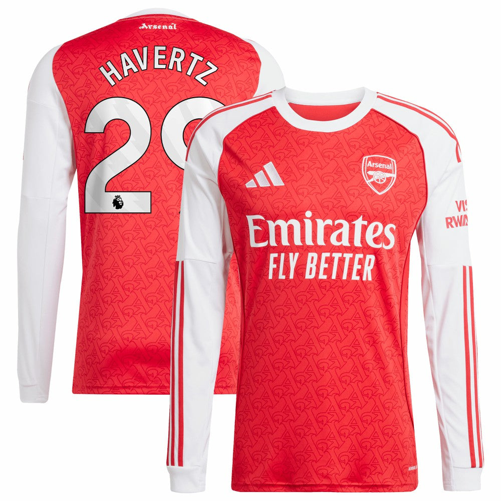 Kai Havertz Arsenal 2025/26 Home Replica Long Sleeve Player Jersey - Adidas Red