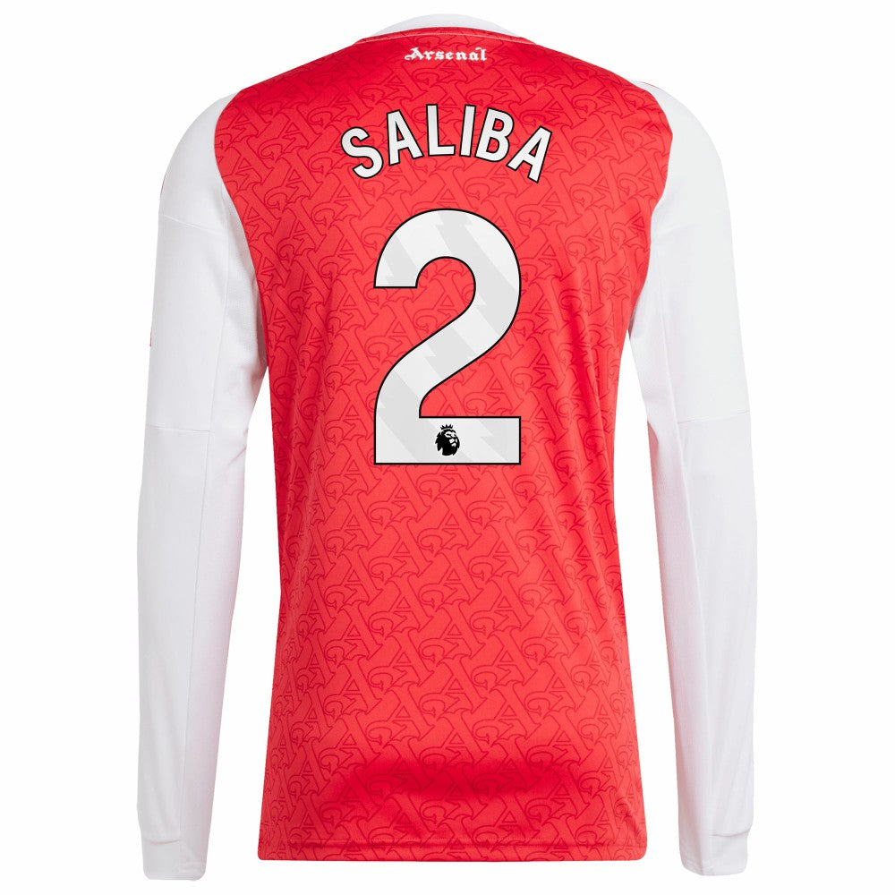 William Saliba Arsenal 2025/26 Home Replica Long Sleeve Player Jersey - Adidas Red