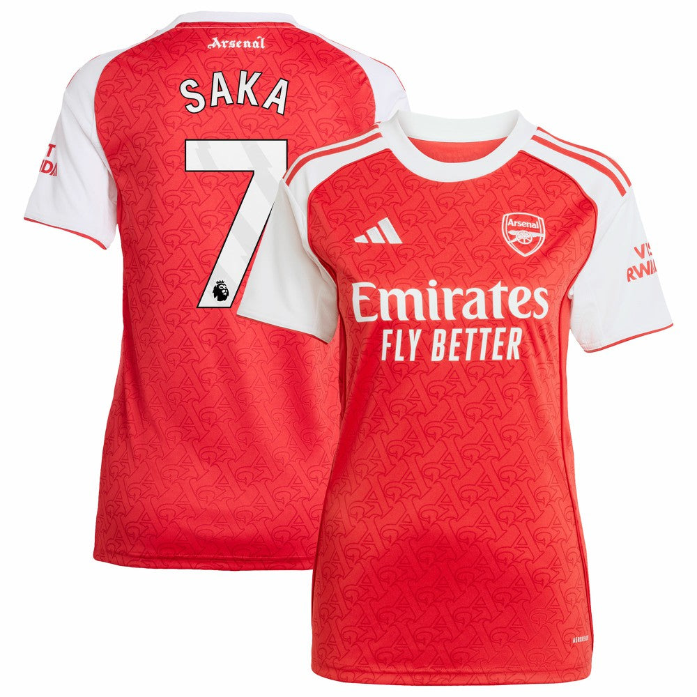 Bukayo Saka Arsenal Women's 2025/26 Home Replica Player Jersey - Adidas Red
