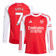 Bukayo Saka Arsenal Youth 2025/26 Home Replica Long Sleeve Player Jersey - Adidas Red