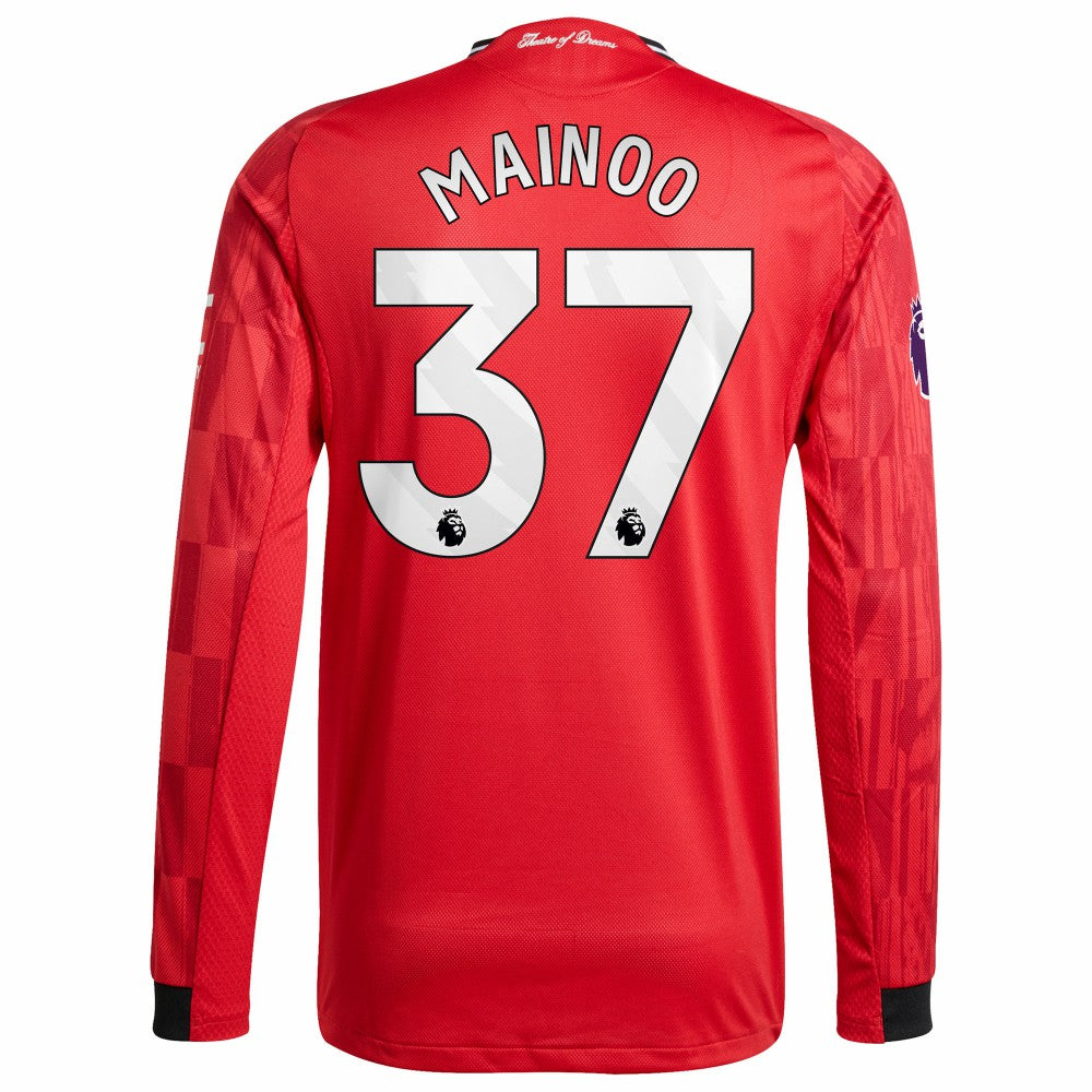 Kobbie Mainoo Manchester United Home 2025/26 Player Long Sleeve Jersey - Adidas Red