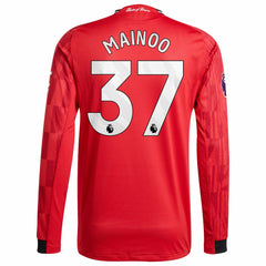 Kobbie Mainoo Manchester United Home 2025/26 Player Long Sleeve Jersey - Adidas Red