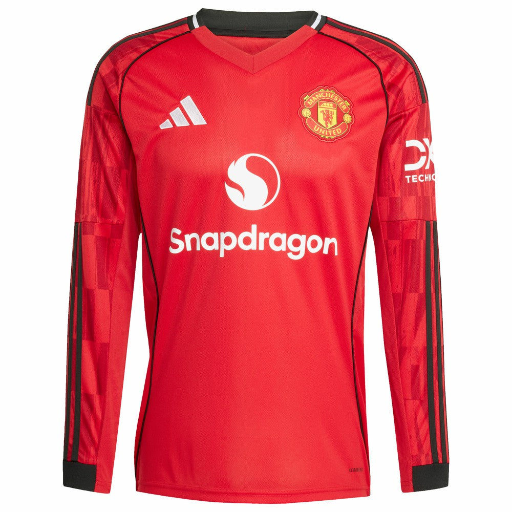 Kobbie Mainoo Manchester United Home 2025/26 Replica Player Long Sleeve Jersey - Adidas Red