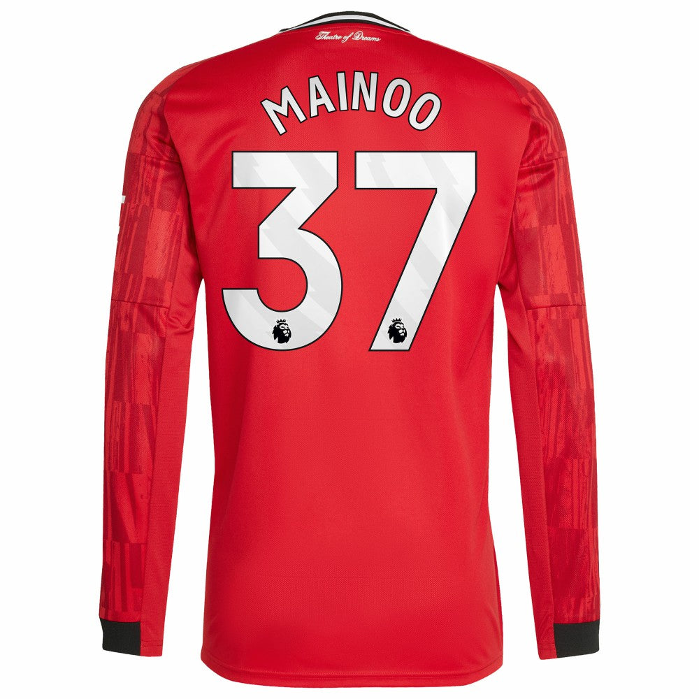 Kobbie Mainoo Manchester United Home 2025/26 Replica Player Long Sleeve Jersey - Adidas Red