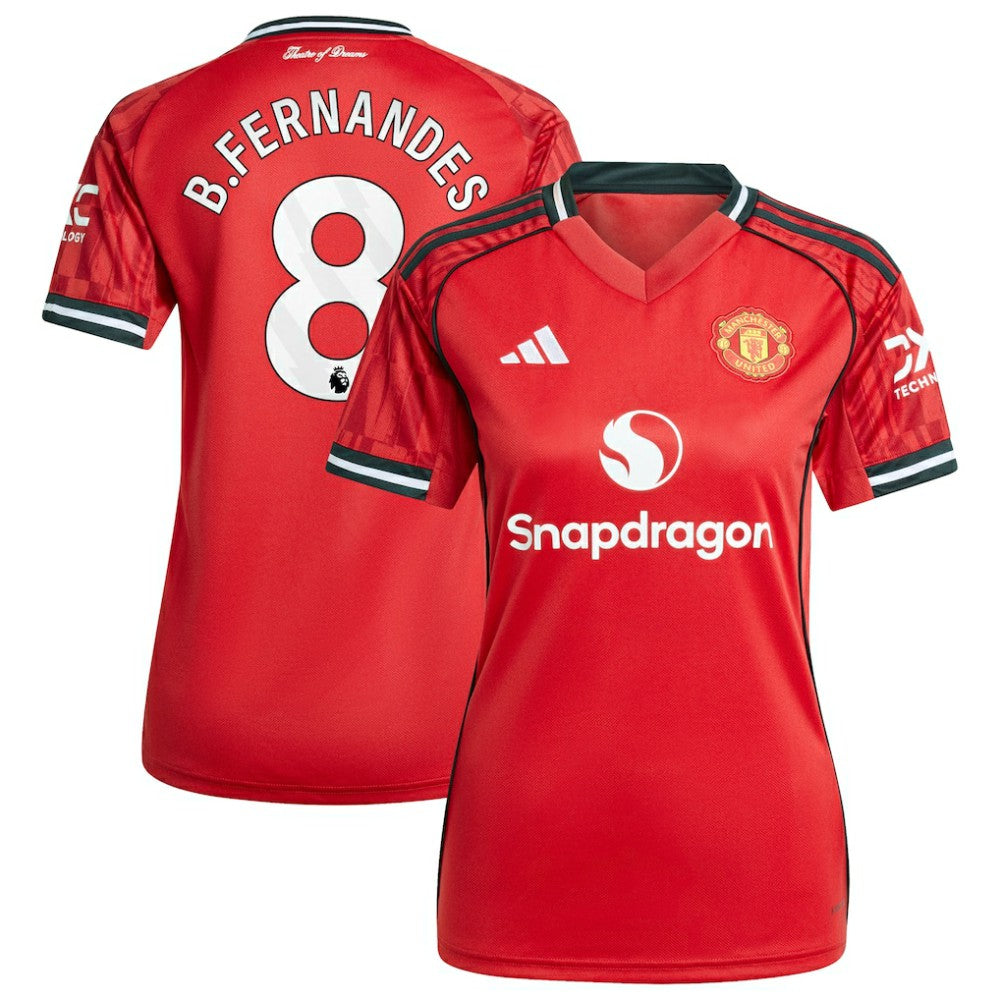 Bruno Fernandes Manchester United Women's Home 2025/26 Replica Player Jersey - Adidas Red