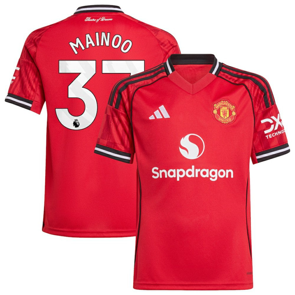 Kobbie Mainoo Manchester United Youth Home 2025/26 Replica Player Jersey - Adidas Red