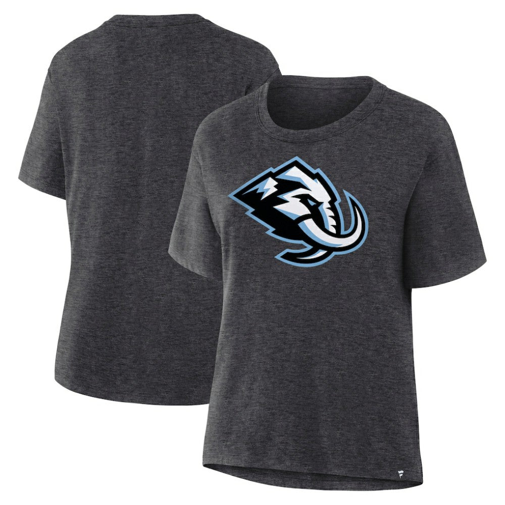 NHL Heather Charcoal Utah Mammoth Fanatics Women's Primary Logo Legacy T-Shirt